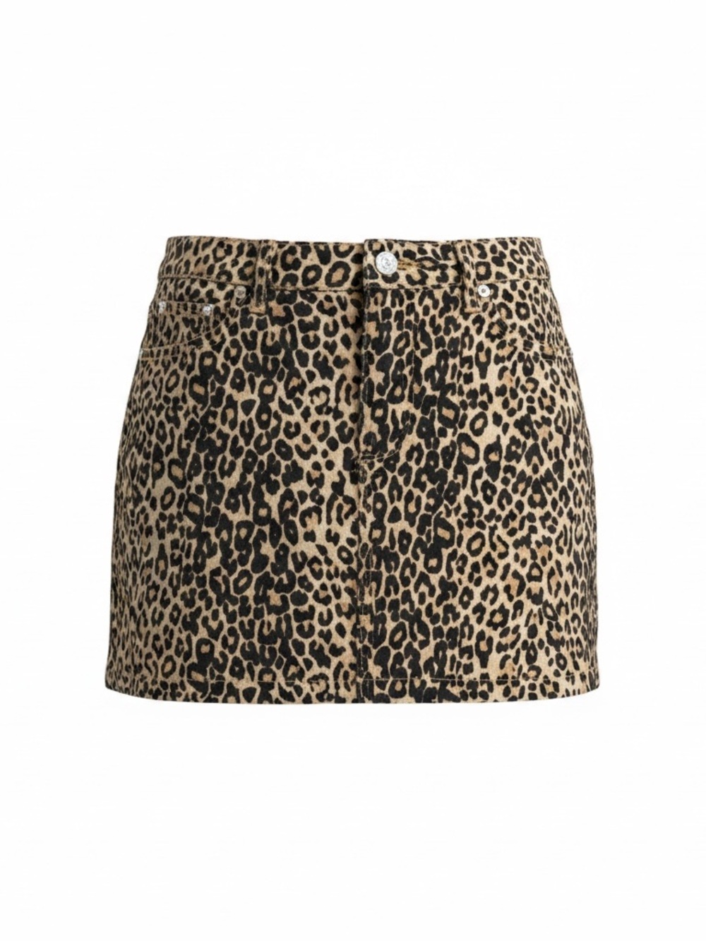 Princess Polly Leopard denim Mini Skirt - Black and Tan